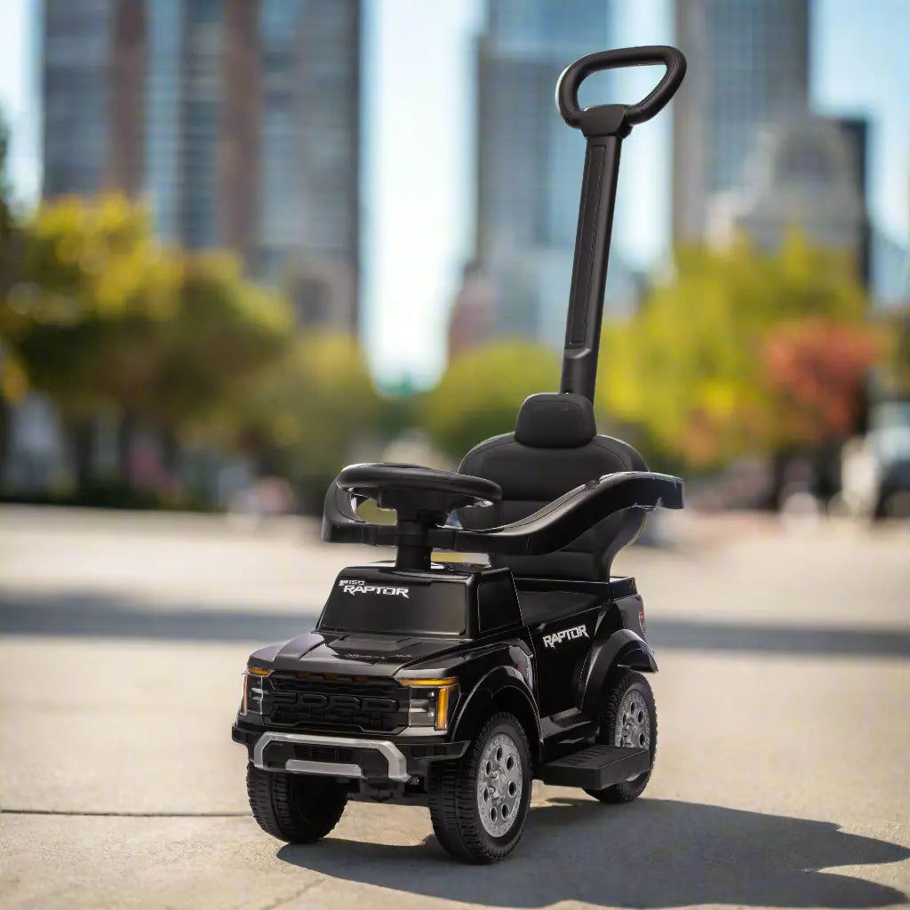 3-In-1 Licensed Ford Raptor Ride-On Push Car with Detachable Parent Handle, Guardrails