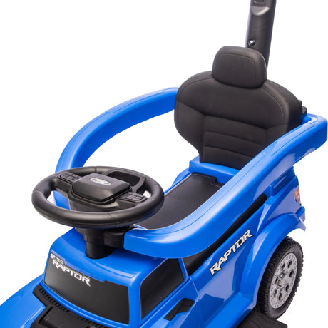 3-In-1 Licensed Ford Raptor Ride-On Push Car with Detachable Parent Handle, Guardrails