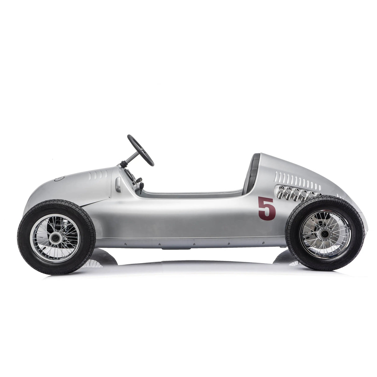 24V Audi Union Type D Silver Arrow Ride-On with Air-Filled Rubber Tires, 350W Brushless Motor