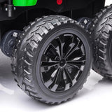 24V 6-Wheel Tractor Trailer 2-Seater Ride-On with EVA Tires, Dump Cart, LED Lights, Music, Remote