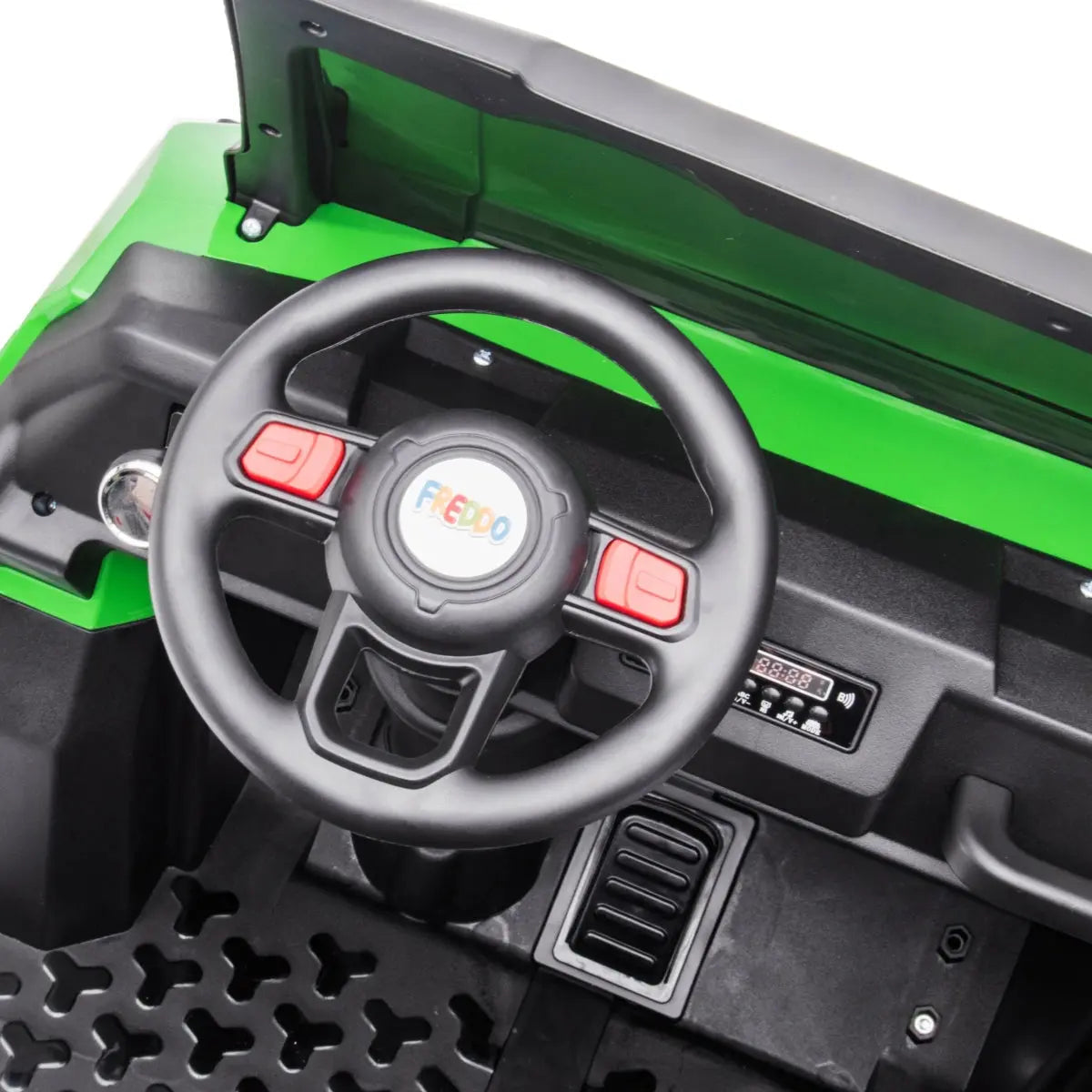 24V 6-Wheel Tractor Trailer 2-Seater Ride-On with EVA Tires, Dump Cart, LED Lights, Music, Remote