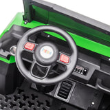 24V 6-Wheel Tractor Trailer 2-Seater Ride-On with EVA Tires, Dump Cart, LED Lights, Music, Remote