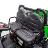 24V 6-Wheel Tractor Trailer 2-Seater Ride-On with EVA Tires, Dump Cart, LED Lights, Music, Remote