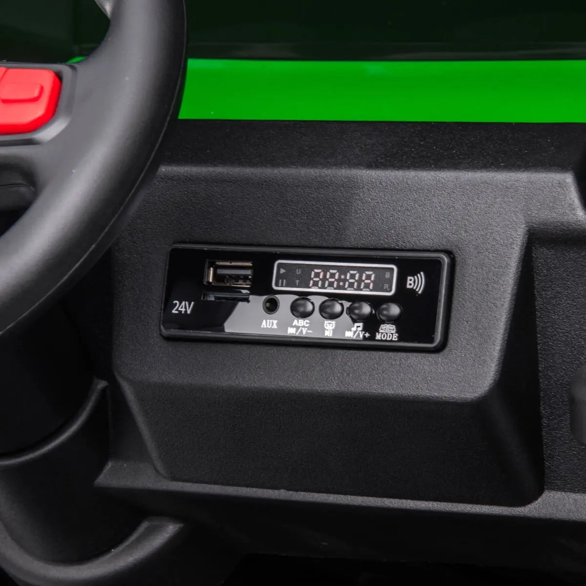 24V 6-Wheel Tractor Trailer 2-Seater Ride-On with EVA Tires, Dump Cart, LED Lights, Music, Remote