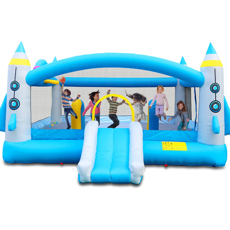 Multifunctional Jump 'n Slide Inflatable Bouncer for Kids Complete Setup with Blower - 198' x 180' Play Area - 96' Tall