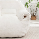 Bean Bag Chair, Comfy Bean Bag Sofa with Back Support, Faux Fur Bean Bag Chair for Adults and Kids, Stuffed Floor Sofa for Living Room, Bedroom, Apartment, White
