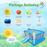 Multifunctional Jump 'n Slide Inflatable Bouncer for Kids Complete Setup with Blower - 198' x 180' Play Area - 96' Tall