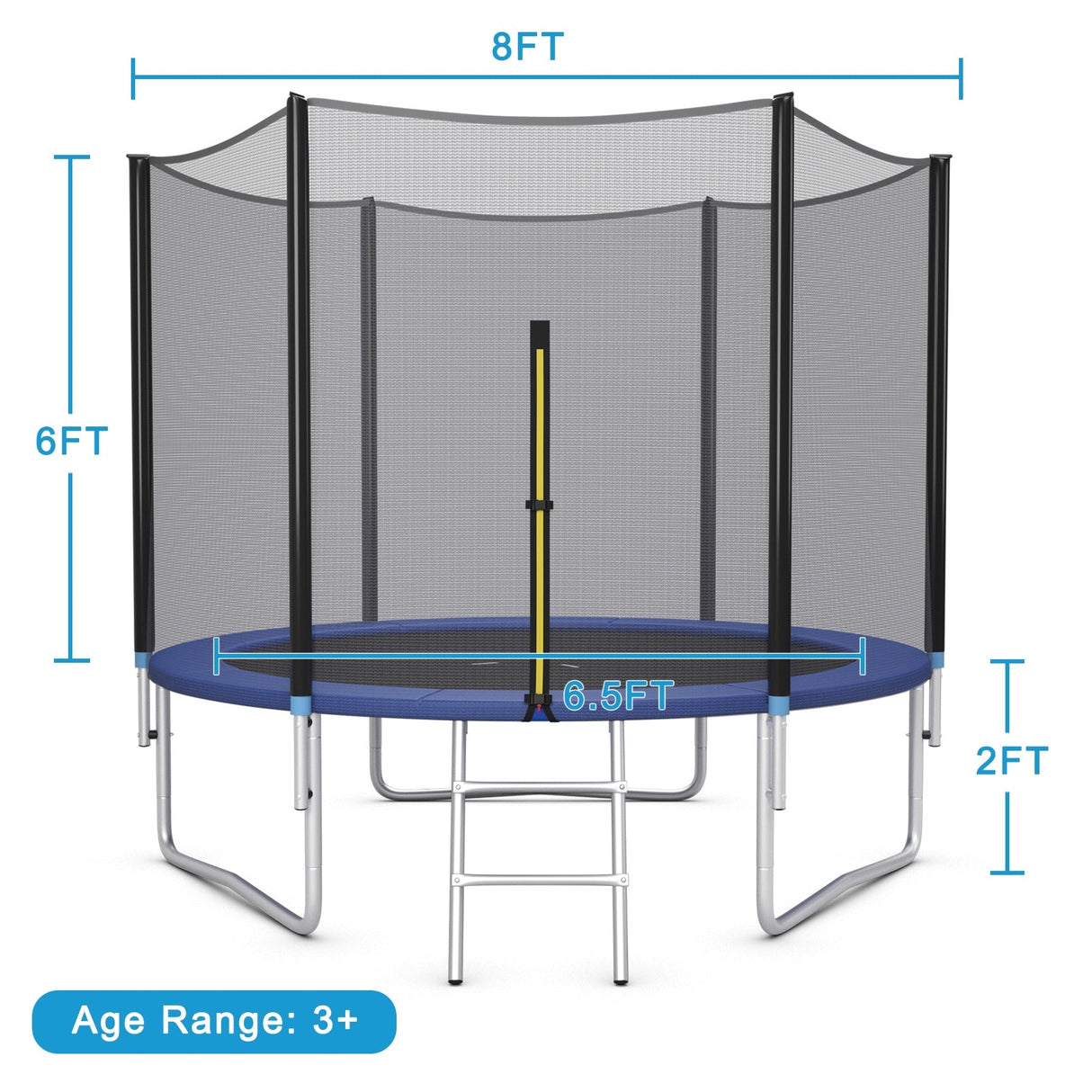 8/10/12/14/15/16 Feet Outdoor Trampoline Bounce Combo with Safety Closure Net Ladder-8 ft