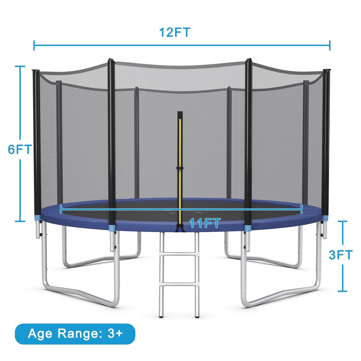 8/10/12/14/15/16 Feet Outdoor Trampoline Bounce Combo with Safety Closure Net Ladder-12 ft