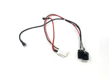 A 12V Mclaren 720S Charging Port featuring red, black, and brown wires with white and black plastic connectors on each end. Perfect as a replacement for your ride-on cars system; wires are slightly tangled against a white background.