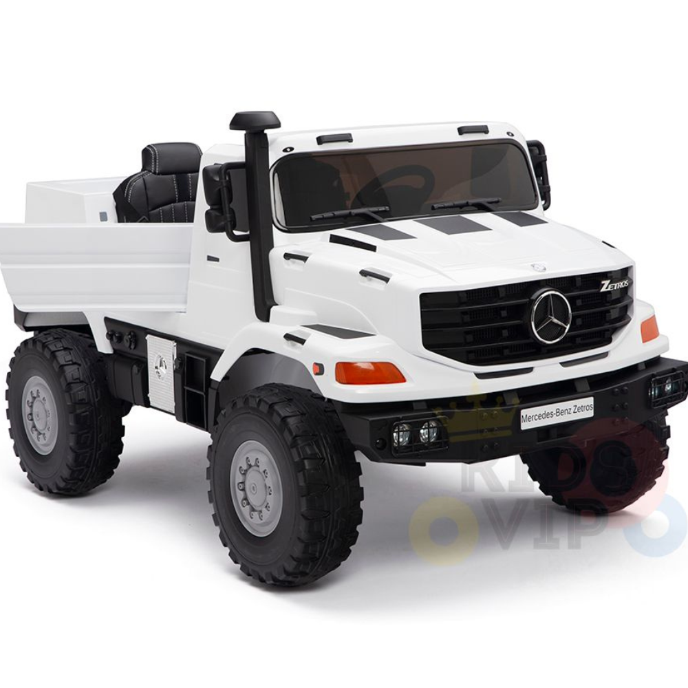 White 24V XXL Mercedes Benz Zetros Kids Ride On Truck with RC