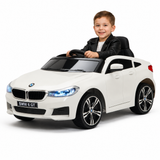 White 12V BMW GT Kids Licensed 1-Seater Upgraded Ride-On Car with EVA Wheels, Music, RC
