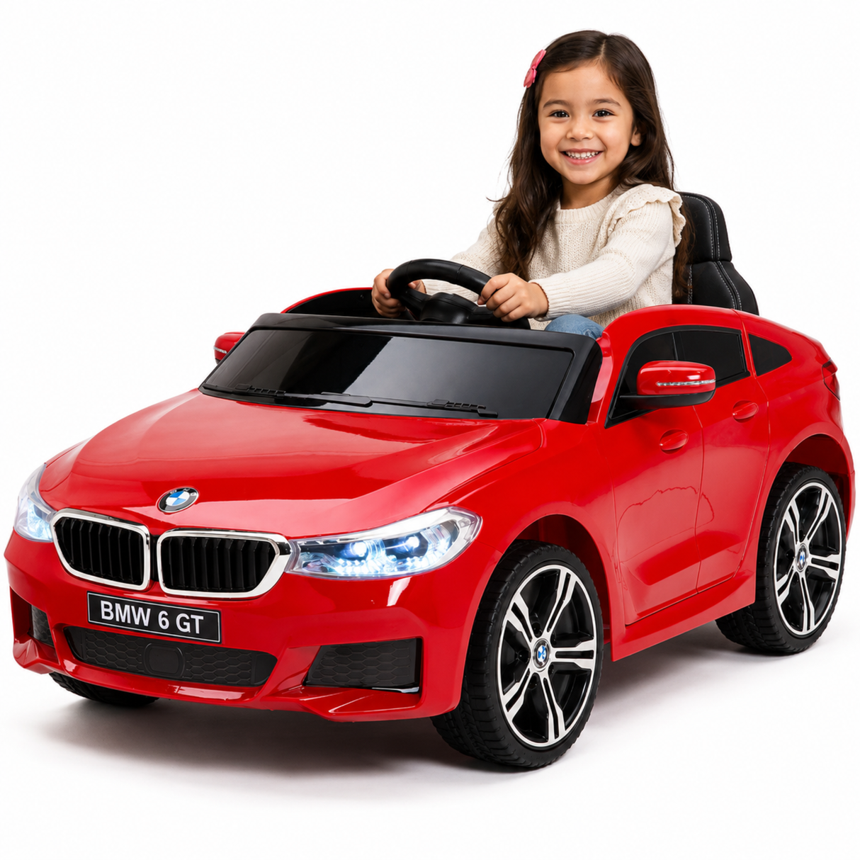 Red 12V BMW GT Kids Licensed 1-Seater Upgraded Ride-On Car with EVA Wheels, Music, RC