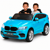 Blue 12V XL 2-Seater Limited Edition Licensed BMW X6 Ride-On Car with EVA Wheels, Music, RC