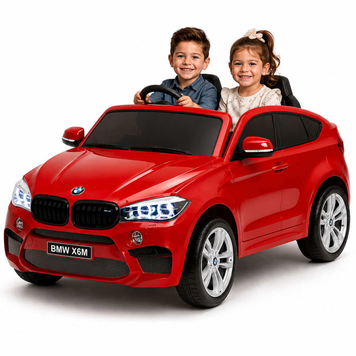 Red 12V XL 2-Seater Limited Edition Licensed BMW X6 Ride-On Car with EVA Wheels, Music, RC