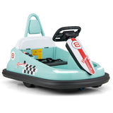 Turquoise 6V 360° Spin Electric Rechargeable Ride-On Bumper Car with LED Lights, Music, Remote Control
