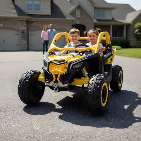 Yellow 2x24V/4WD Official Can-Am Maverick Ride on Buggy, LX Performance