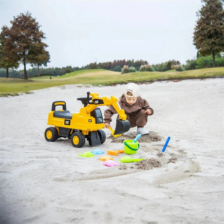 Toddlers Foot-to-Floor CAT Ride-On Excavator with Storage, Sound