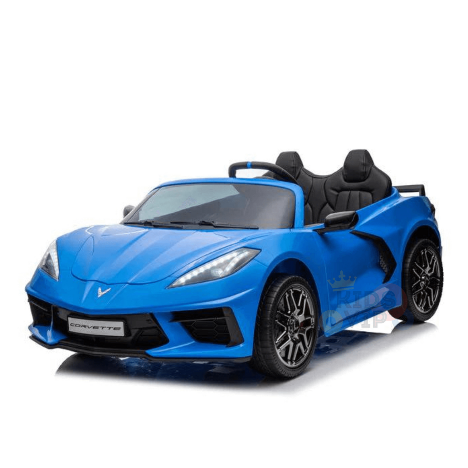 Blue 24V Premium Corvette C8 with EVA Wheels, Leather Seats and RC