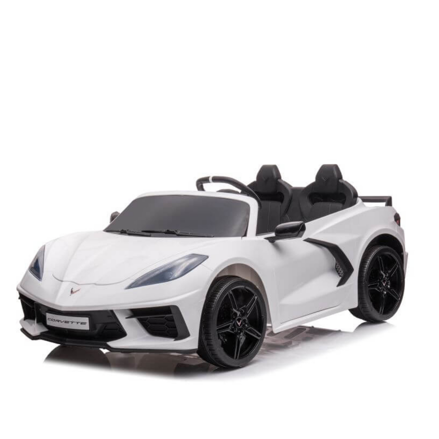 White 24V Premium Corvette C8 with EVA Wheels, Leather Seats and RC
