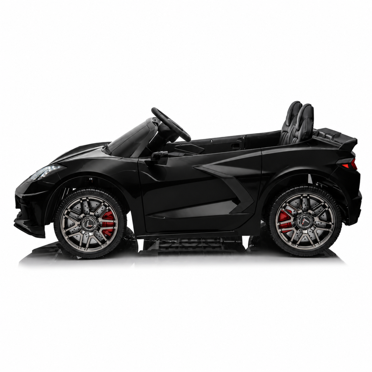 Black 24V Premium Corvette C8 with EVA Wheels, Leather Seats and RC