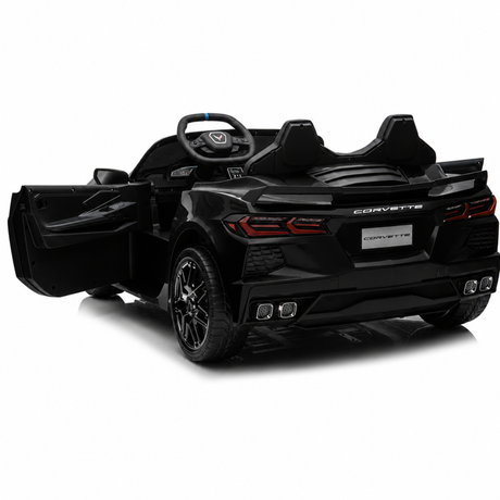 Black 24V Premium Corvette C8 with EVA Wheels, Leather Seats and RC