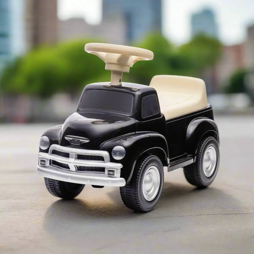 Toddlers Chevrolet 3100 Vintage Foot-To-Floor Ride-On Push Car with Music, Storage