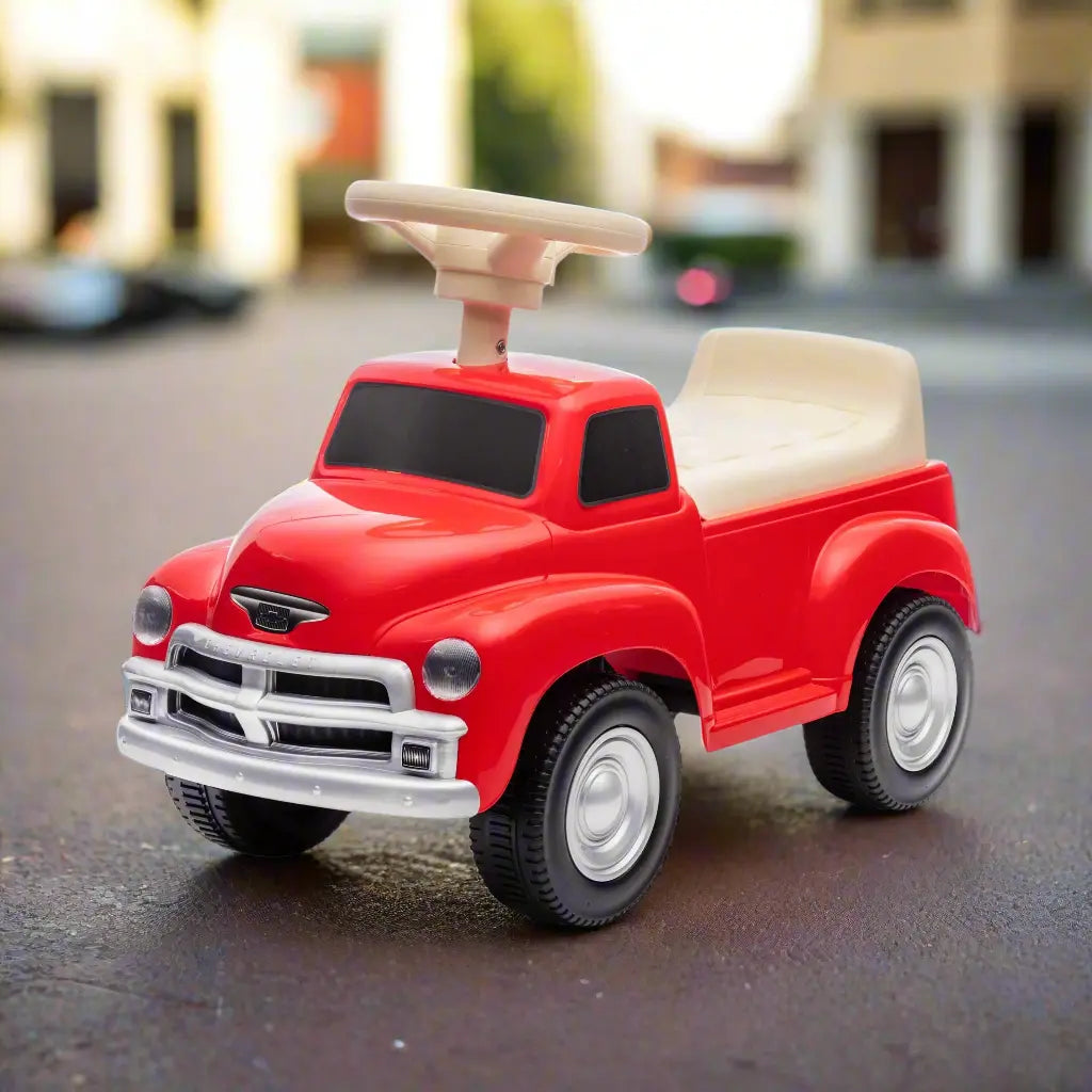 Toddlers Chevrolet 3100 Vintage Foot-To-Floor Ride-On Push Car with Music, Storage