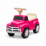 Toddlers Pink Chevrolet 3100 Vintage Foot-To-Floor Ride-On Push Car with Music, Storage
