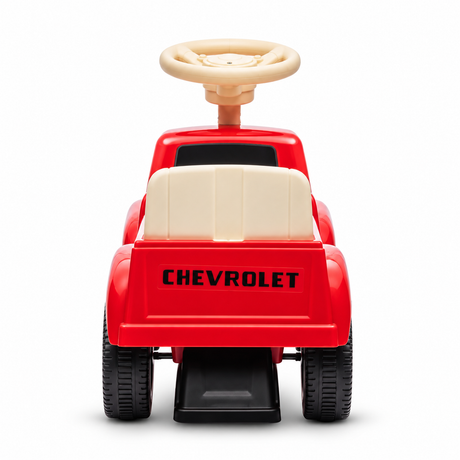 Toddlers Red Chevrolet 3100 Vintage Foot-To-Floor Ride-On Push Car with Music, Storage