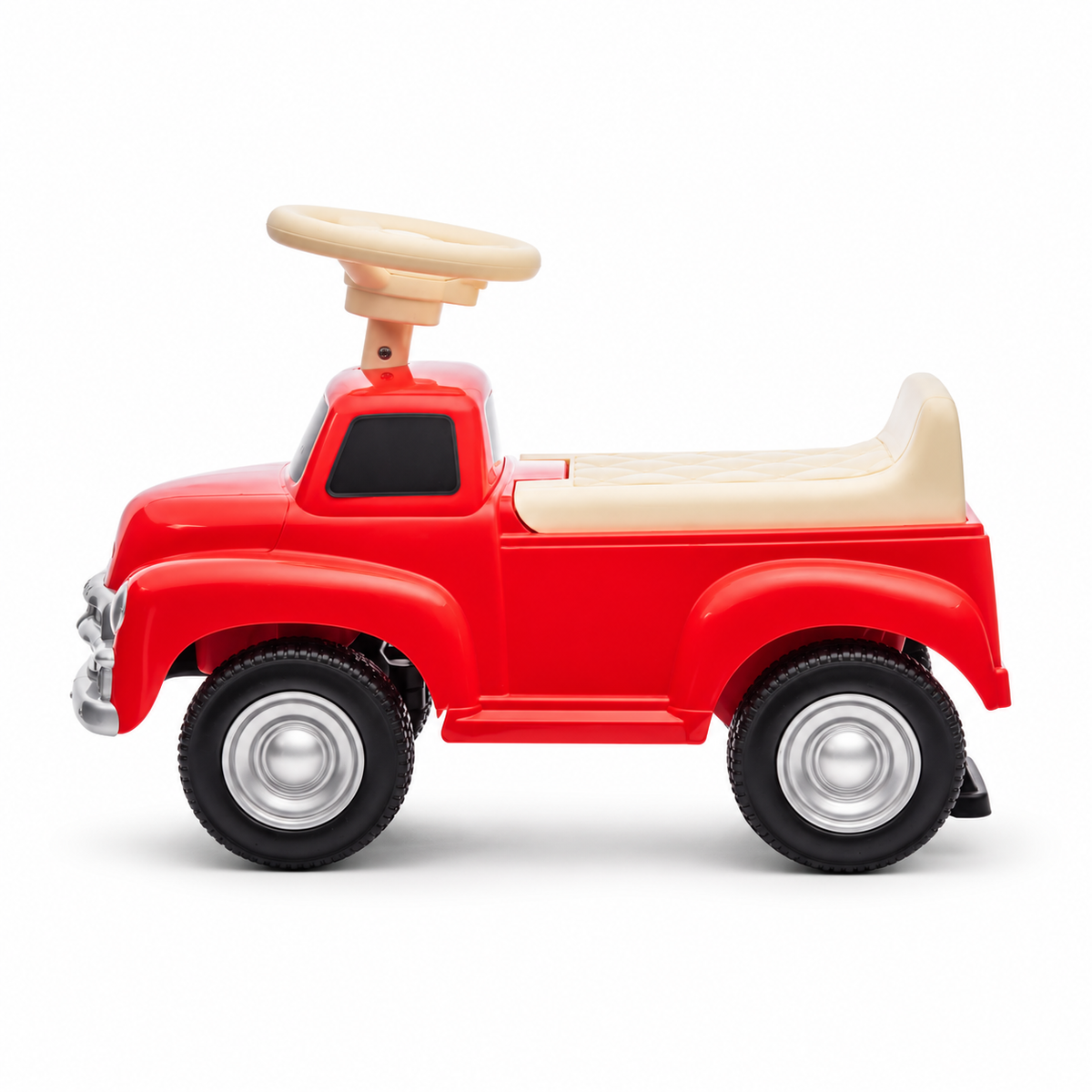 Toddlers Red Chevrolet 3100 Vintage Foot-To-Floor Ride-On Push Car with Music, Storage