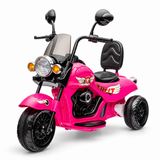 Pink 12V/35W 3-Wheel Chopper-Style Cruiser Ride-On Motorcycle with LED Lights
