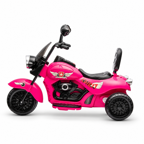 Pink 12V/35W 3-Wheel Chopper-Style Cruiser Ride-On Motorcycle with LED Lights
