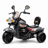 Black 12V/35W 3-Wheel Chopper-Style Cruiser Ride-On Motorcycle with LED Lights