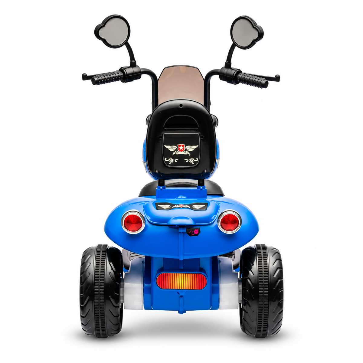Blue 12V/35W 3-Wheel Chopper-Style Cruiser Ride-On Motorcycle with LED Lights
