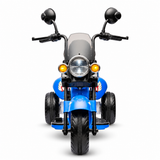 Blue 12V/35W 3-Wheel Chopper-Style Cruiser Ride-On Motorcycle with LED Lights