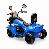 Blue 12V/35W 3-Wheel Chopper-Style Cruiser Ride-On Motorcycle with LED Lights