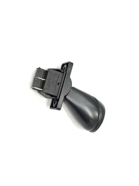 The image showcases a black 12V Audi R8 Shifter, resembling a sensor or switch with a rectangular connector and metal pins, set against a white background—ideal for last-minute final sale deals on ride-on car accessories at Kids VIP Online.