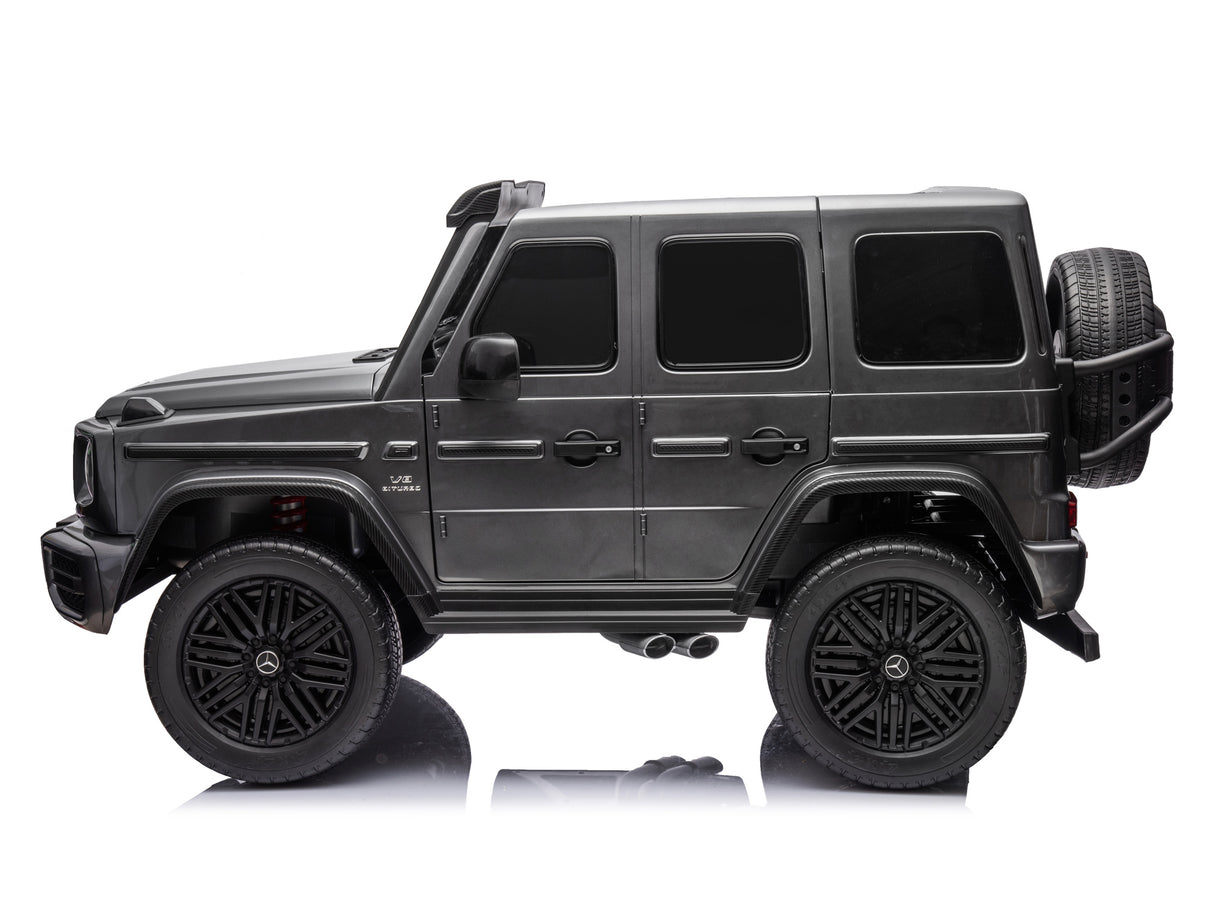 Grey Metallic 2x24V/4WD Platinum XXL Mercedes G63 Ride On Truck with MP4, EVA Wheels & Leather Seats