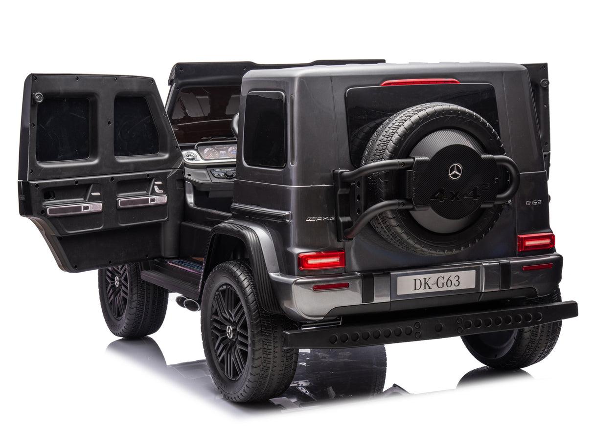 Grey Metallic 2x24V/4WD Platinum XXL Mercedes G63 Ride On Truck with MP4, EVA Wheels & Leather Seats