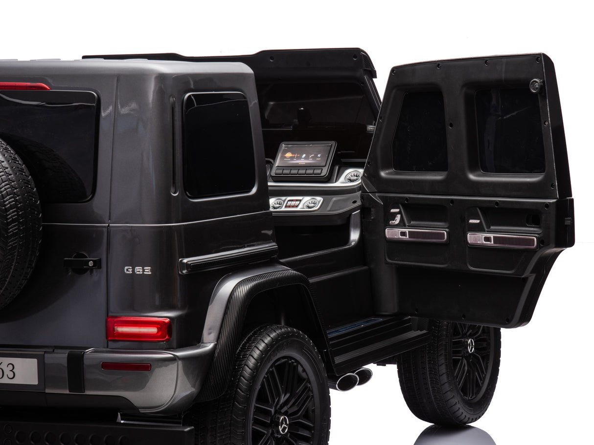 Grey Metallic 2x24V/4WD Platinum XXL Mercedes G63 Ride On Truck with MP4, EVA Wheels & Leather Seats