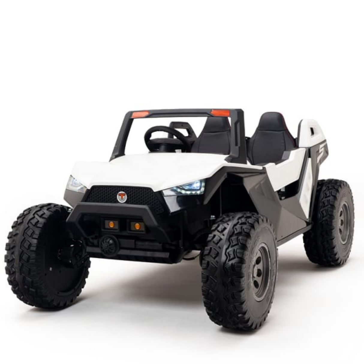 White 24V/4X4 Dune Buggy Ride On UTV, Rubber Wheels and RC