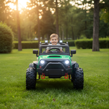 Green 24V EVA Big Wheels Kids 1 Seater Upgraded Ride On Truck with Rubber Wheels, Remote
