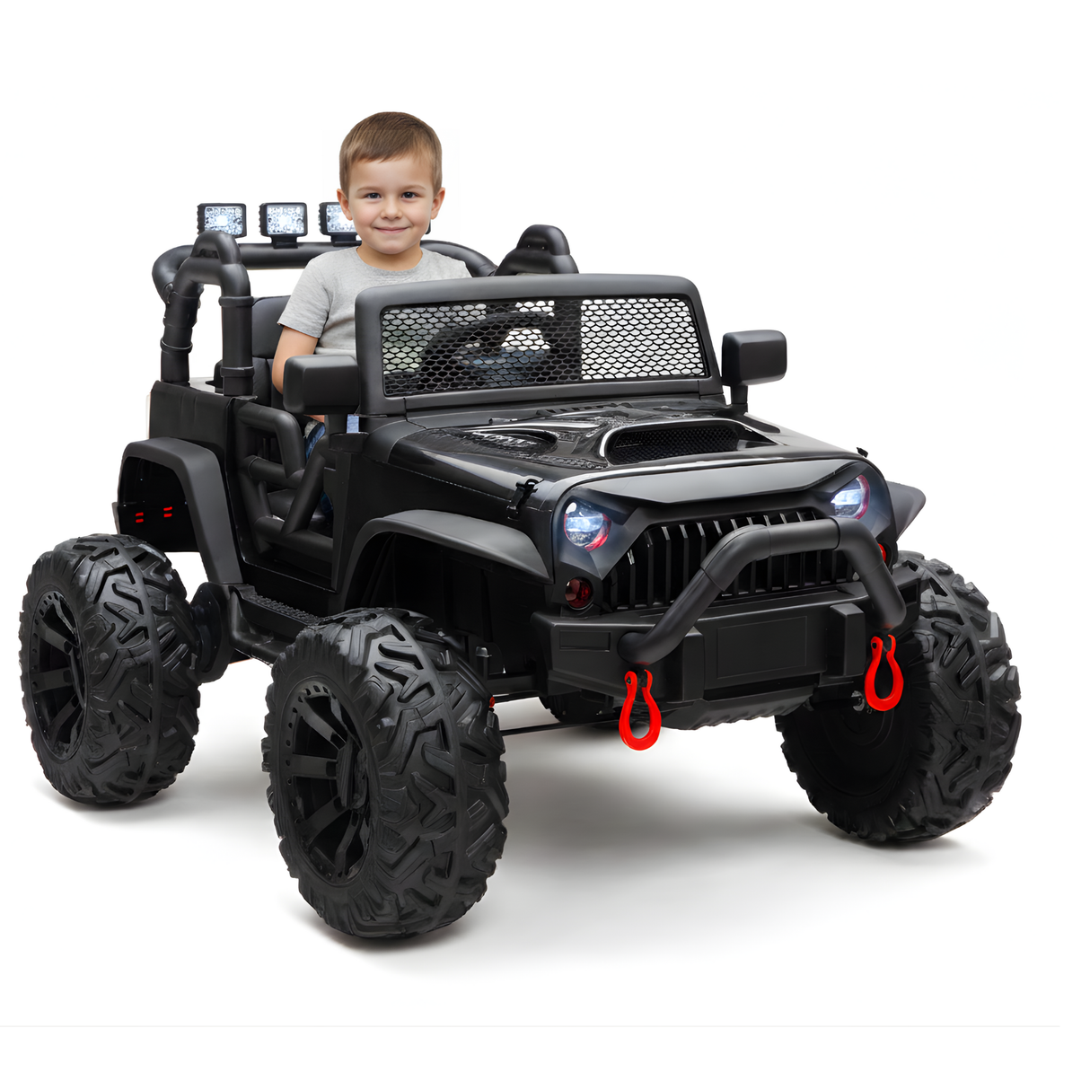 Black 24V EVA Big Wheels  Upgraded Ride On Truck with Rubber Wheels, Remote