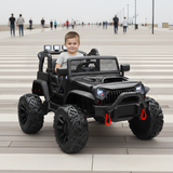 Black 24V EVA Big Wheels  Upgraded Ride On Truck with Rubber Wheels, Remote