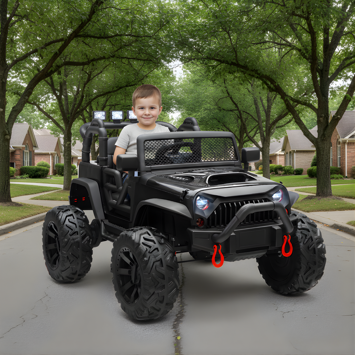 Black 24V EVA Big Wheels  Upgraded Ride On Truck with Rubber Wheels, Remote