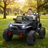 Black 24V EVA Big Wheels  Upgraded Ride On Truck with Rubber Wheels, Remote