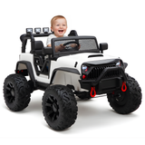 White 24V EVA Big Wheels Kids 1 Seater Upgraded Ride On Truck with Rubber Wheels, Remote