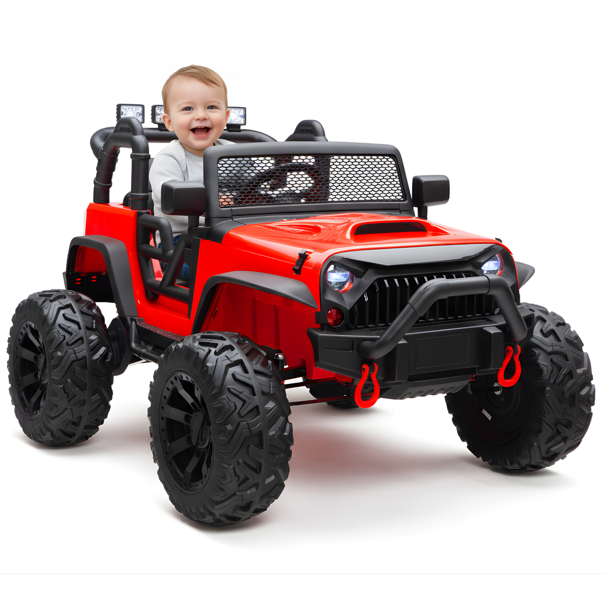 Red 24V EVA Big Wheels Kids 1 Seater Upgraded Ride On Truck with Rubber Wheels, Remote