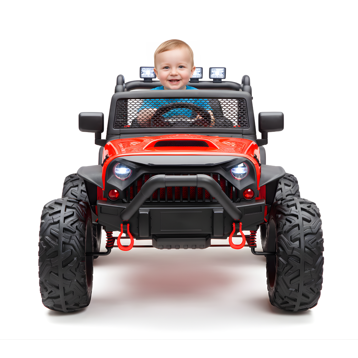 Red 24V EVA Big Wheels Kids 1 Seater Upgraded Ride On Truck with Rubber Wheels, Remote